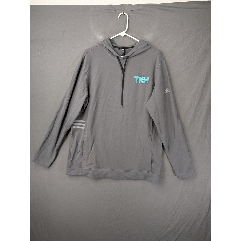 Adidas Mens Gray TKH Logo Pullover Hoodie Sweatshirt Size XL